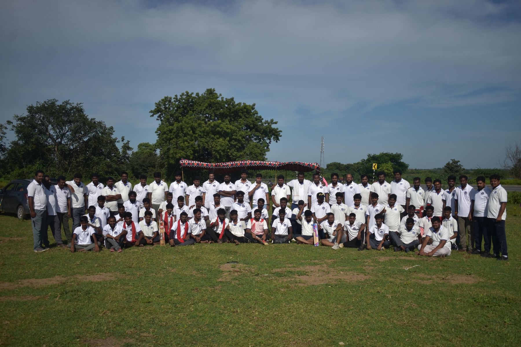 Thanamcherla Cricket Tournament players and organizers at Thanamcherla Sports Area